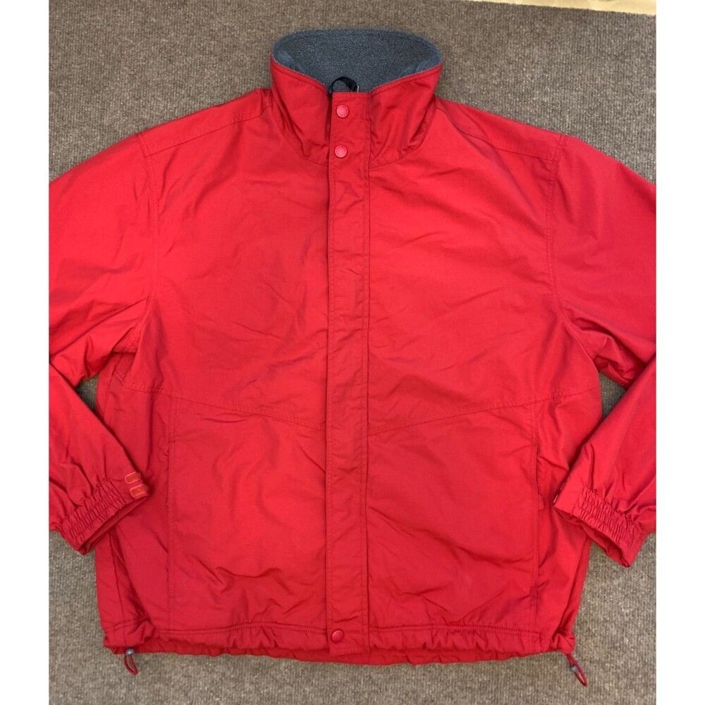 LL Bean Jacket Mens L Apple Computer Nylon Bomber Fleece Lined Insulated Zip Up